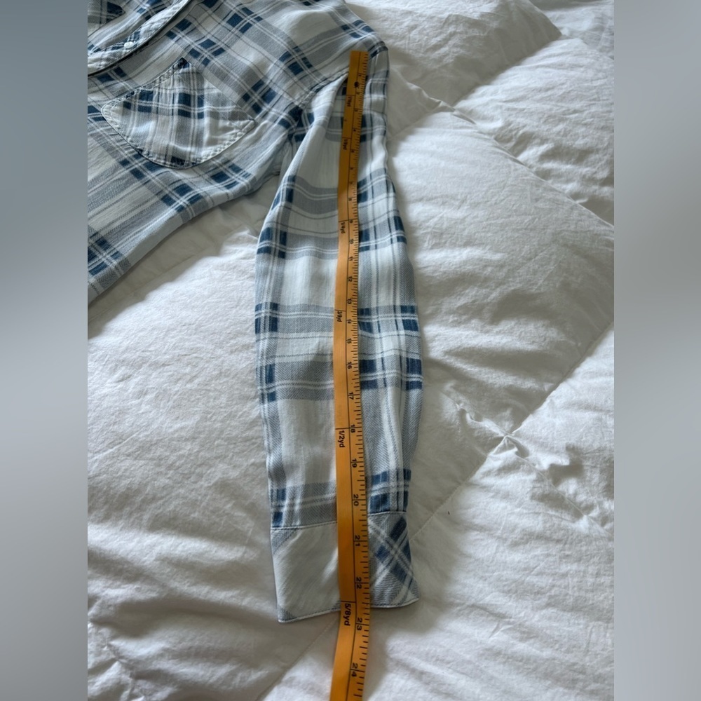 Rails Chambray Plaid Button Down Long Sleeve Shir… - image 6